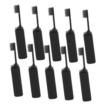BAZEITFLOW 10pcs Lightweight Folding Toothbrush Set with Soft Bristles Retractable Compact Toothbrush for Travel Portable Dustproof Holder Suitable for Business Trips and Vacation Use