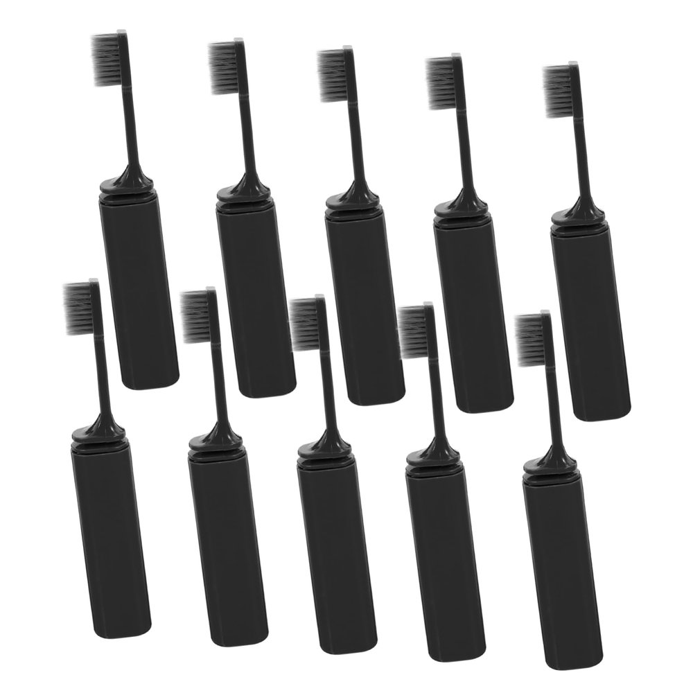 BAZEITFLOW 10pcs Lightweight Folding Toothbrush Set with Soft Bristles Retractable Compact Toothbrush for Travel Portable Dustproof Holder Suitable for Business Trips and Vacation Use