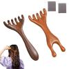 2pcs Wooden Scalp Massager,six Claw Meridian Massage Comb,Sandalwood Scalp Massager,Head Relaxation Scalp Massager,Handheld Wide Tooth Combs Massage Tool for Stress Relief & Hair Care-A view 1