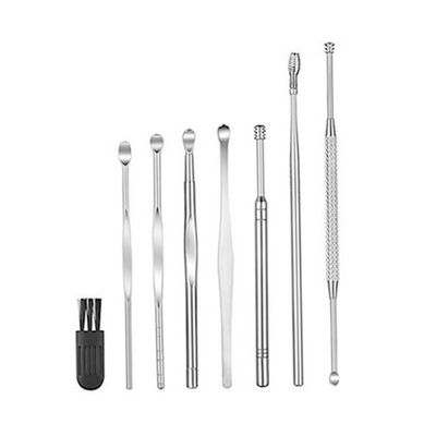 DINHEAROM 8pcs Stainless Steel Earwax Removal Tool Set for Ear Cleaning Personal Hygiene Use