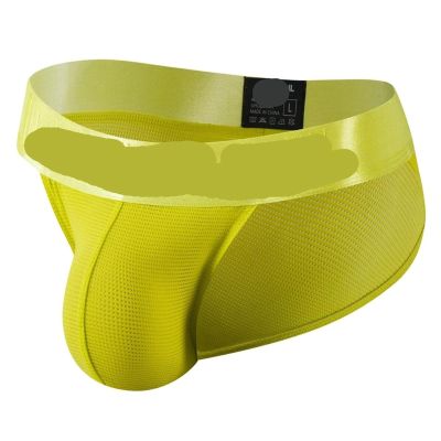 Sexy Man's Underwear Briefs Underpants Nylon Mesh Quick Dry Men's Briefs Bikini Slip Men's Tanga Briefs Nylon(387Yellow,XXL)