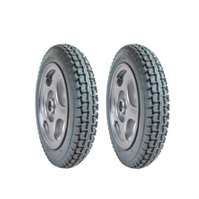 12 Inch Electric Wheelchair Rear Wheel Assembly, Aluminum Alloy Wheel Hub, Non-slip Solid Rubber Tire, Bearing: 17mm, 1 Pair