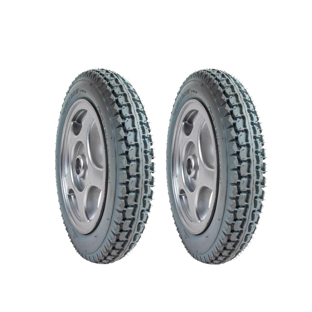 12 Inch Electric Wheelchair Rear Wheel Assembly, Aluminum Alloy Wheel Hub, Non-slip Solid Rubber Tire, Bearing: 17mm, 1 Pair