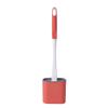 1 Pack Toilet Brush, Bathroom Silicone Toilet Brushes and Holder Sets with No-Slip Long Plastic Handle and Soft Flexible Bristles (Red) view 1