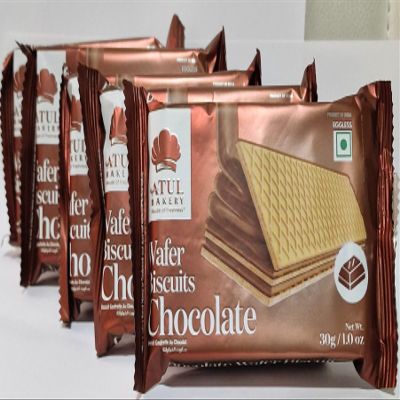 Atul Bakery Wafer Biscuits 30g Light & Crispy Wafers with Creamy Filling Perfect Tea-Time Snack Travel-Friendly & Tasty Treat (Pack of 5, Chocolate)