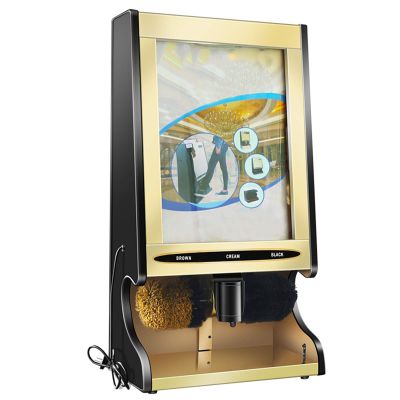 MYXJX electric shoe polisher, Fully Automatic Sensor with Replaceable Advertising Poster Public Electric Shoe Brush,en(Golden)