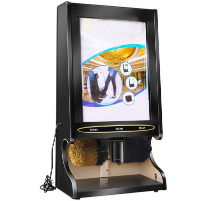 MYXJX electric shoe polisher, Fully Automatic Sensor with Replaceable Advertising Poster Public Electric Shoe Brush,en(Black Color)