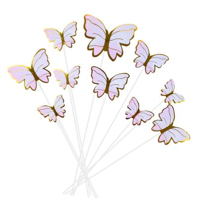 10PCS Vibranted Butterfly Cake Toppers Reusable Paper Baking Decoration Food Grade Safe Decoration For Wedding Birthday