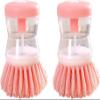 2 Pcs Pink Dish Brush with Soap Dispenser, Soap Dispensing Brush, Dish Pot Pan Sink Cleaning, Kitchen Brush, Dish Brush Washing Utensils, Soap Dispensing, Washing Up Liquid Dispenser view 1