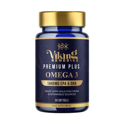 Premium Plus Omega 3 Fish Oil 1440mg High Strength Omega 3 Capsules with 864mg EPA & 576mg DHA | Fish Oil Supplement for Heart, Brain & Vision Support |Easy Swallow 60 Softgels| Made in USA