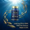 Premium Plus Omega 3 Fish Oil 1440mg High Strength Omega 3 Capsules with 864mg EPA & 576mg DHA | Fish Oil Supplement for Heart, Brain & Vision Support |Easy Swallow 60 Softgels| Made in USA view 4