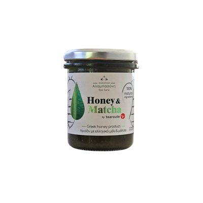 Alabasinis Greek Honey with Japanese Matcha 250g 100% Natural Raw Honey Infused with Premium Matcha Artisan Greek Product No Added Sugar, Antioxidant Rich