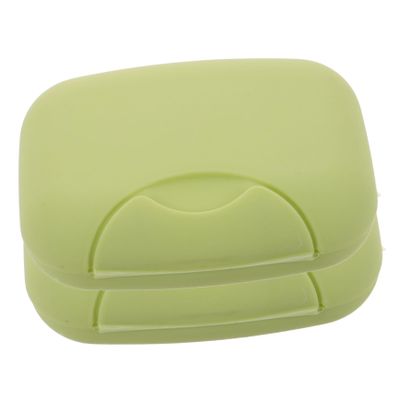 2pcs Portable Green Plastic Soap Box with Lid Travel
