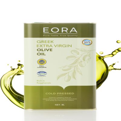 EORA Premium Greek Extra Virgin Olive Oil 3L (New Harvest 25/26) High Polyphenols, Cold Pressed, Very low Acidity ~0.35%, Single Origin P.G.I. Lakonia, Greece.