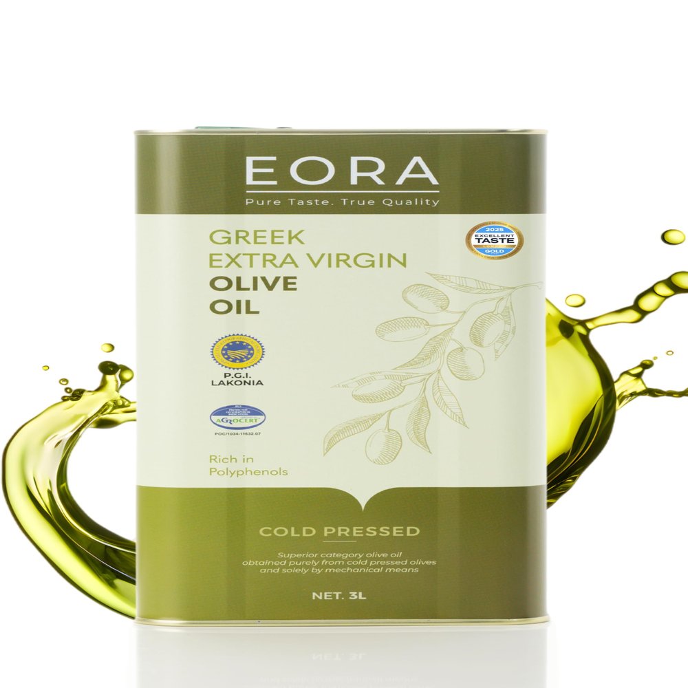 EORA Premium Greek Extra Virgin Olive Oil 3L (New Harvest 25/26) High Polyphenols, Cold Pressed, Very low Acidity ~0.35%, Single Origin P.G.I. Lakonia, Greece.