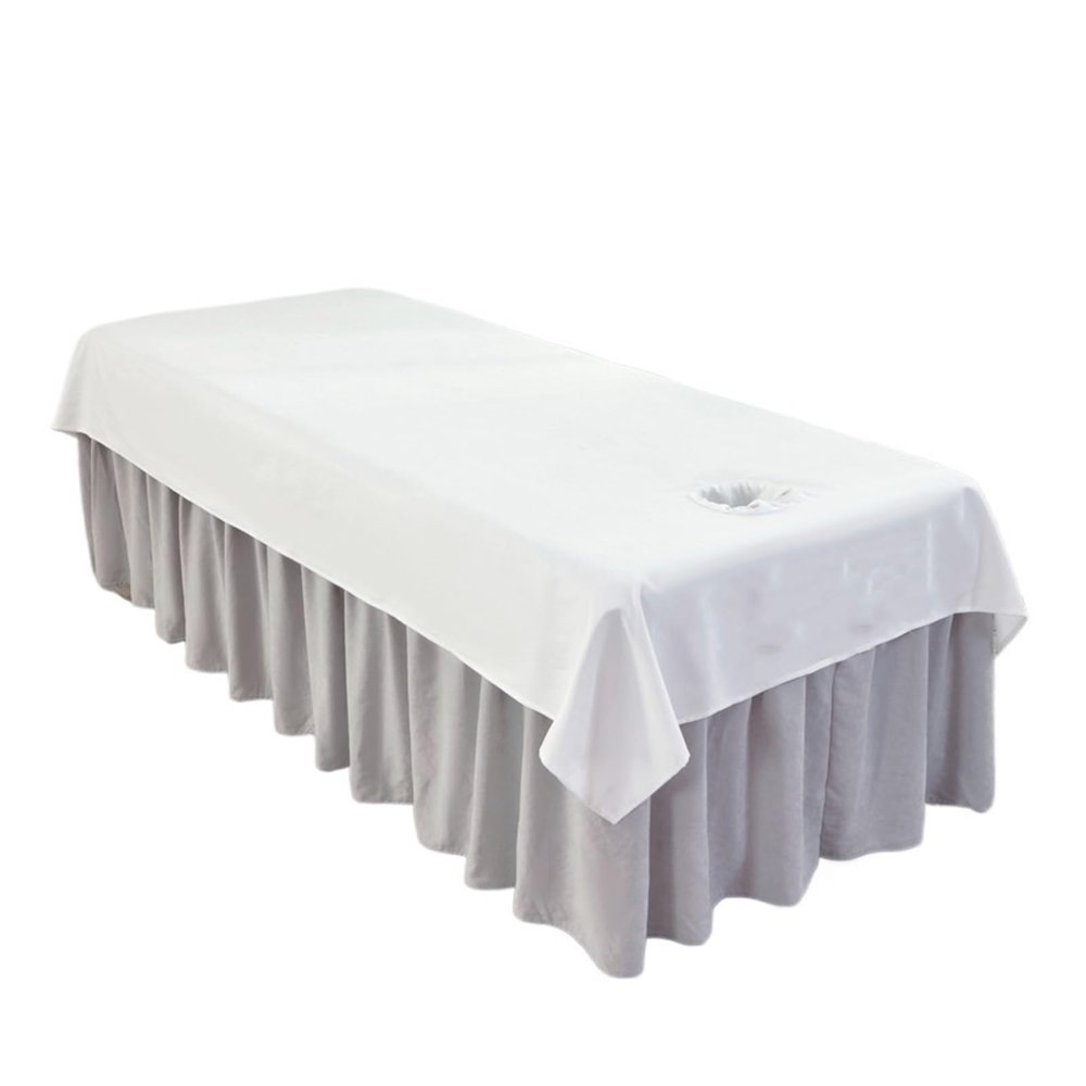 120x230cm 1Pcs Plain Beauty Salon Bed Sheets SPA Massage Tuina Anti-shrink Soft Skin-friendly Bedding Table Cover With/no Hole For Beauty Salon, Massage, Tattoo, Hotels(WHITE,120x230 no hole)