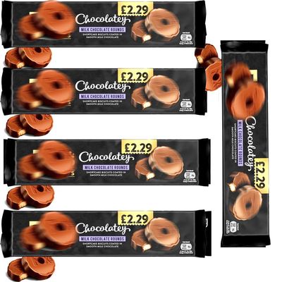 Chocolatey Milk Chocolate Rounds Biscuits PMP 130g - Shortcake Biscuit Coated in Milk Chocolate (6 x Packs)