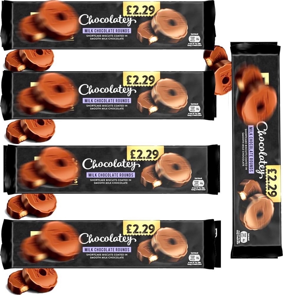 Chocolatey Milk Chocolate Rounds Biscuits PMP 130g - Shortcake Biscuit Coated in Milk Chocolate (6 x Packs)