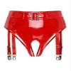 Nyeemya Men's Patent Leather Open Crotch Underwear High Waist Hollow Out Briefs with Garter Clips Red XXL view 4