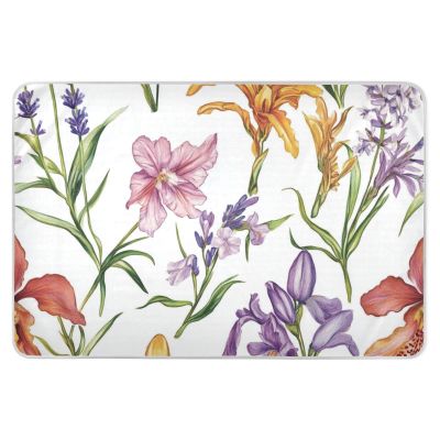 Purple Yellow Florals Extra Large Resuable Diaper Mats Water Resistant Pee Pads for Bed Non-Slip Incontinence Pads for Kids Adults Pets 52" L x 34" W