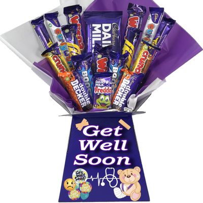 Get Well Soon chocolate gift hamper bouquet gift box (Compatible with CADBURY MIX LG)