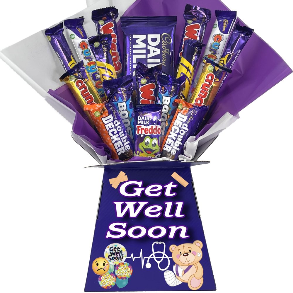 Get Well Soon chocolate gift hamper bouquet gift box (Compatible with CADBURY MIX LG)
