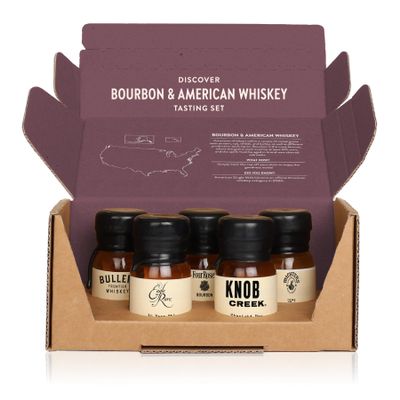 Drinks by the Dram Bourbon & American Whiskey Discovery Set - 5 x 3cl Drams of Whiskey from US Distilleries - Whisky Gift Set