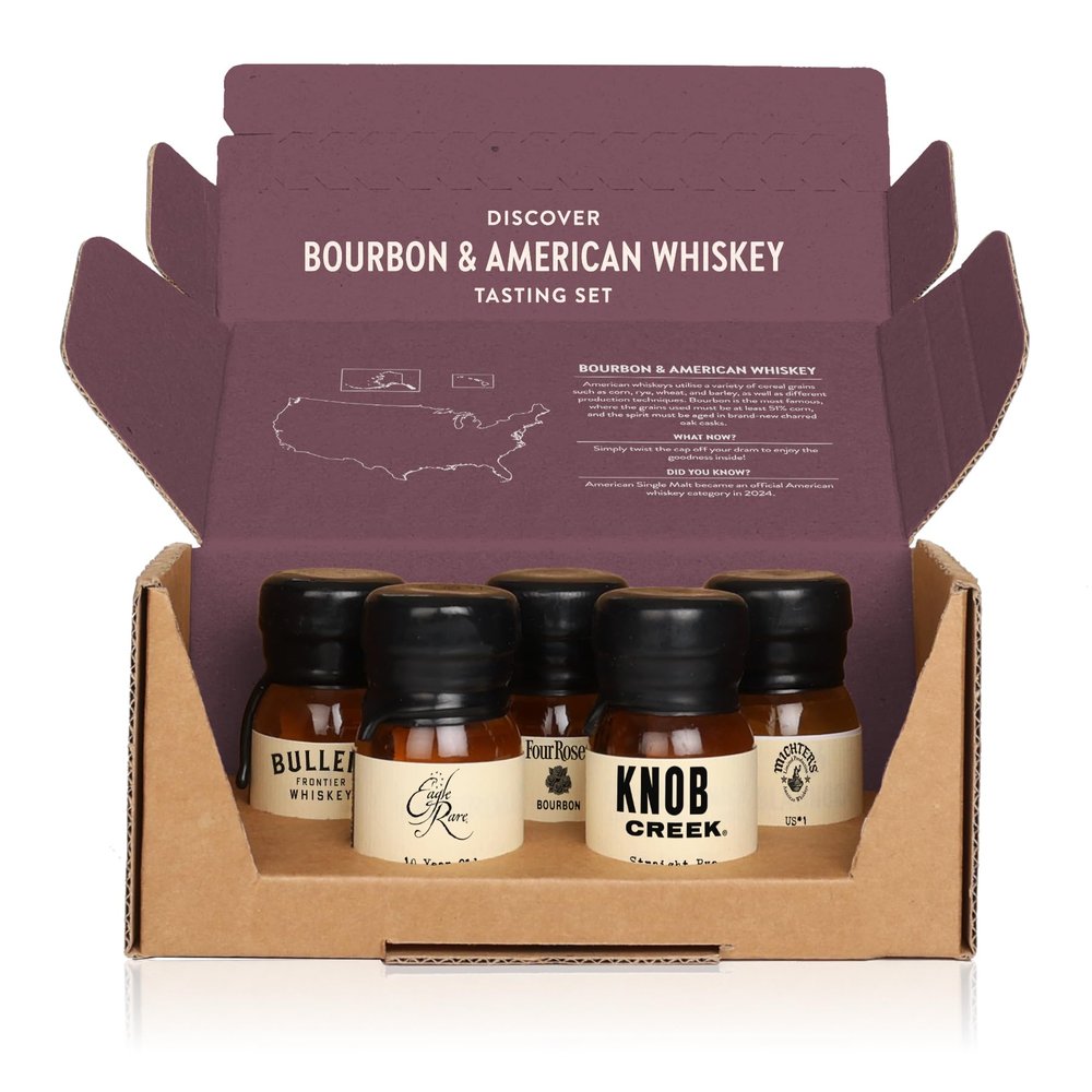Drinks by the Dram Bourbon & American Whiskey Discovery Set - 5 x 3cl Drams of Whiskey from US Distilleries - Whisky Gift Set