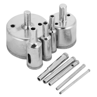10Pcs Coated Drill Bit Set for Precise Hole Saw Cutting in Tile, Ceramic, Glass, and Marble - Sizes 3mm to 50mm for Versatile Applications