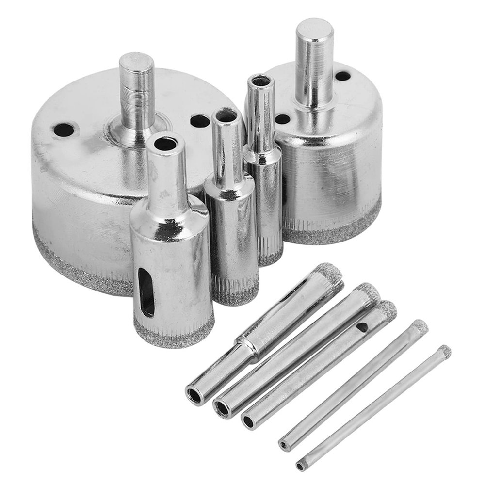 10Pcs Coated Drill Bit Set for Precise Hole Saw Cutting in Tile, Ceramic, Glass, and Marble - Sizes 3mm to 50mm for Versatile Applications
