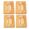 Elegant Bamboo Soap Dish Holder for Bathroom - 4pcs Self-Draining Soap Tray with Bamboo Material - Ideal for Home and Hotel Use view 1