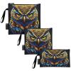 RPLIFE Boho Owl Reusable Sandwich and Snack Bags Washable Fabric Food Storage Bags with Zipper for School Picnic Work Travel (3 Pack: S/M/L) view 1