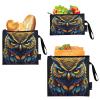 RPLIFE Boho Owl Reusable Sandwich and Snack Bags Washable Fabric Food Storage Bags with Zipper for School Picnic Work Travel (3 Pack: S/M/L) view 2