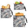 RPLIFE Beautiful Marble Texture Washable Snack Bags and Sandwich Bag Reusable, Zipper Food Storage Pouch for Travel Work Office School (Set of 3: S/M/L) view 2