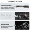 ABETOS Half Metal Frame Photochromic Reading Glasses Colour Change Transition UV400 Protection Blue Light Blocking Outdoor Sun Readers Eyeglasses for Men, Black+3.0 view 3