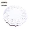100 Pieces White Lace Round Paper Coasters, Cake Hollow Packaging Pads, Baking Oil Absorbent Paper Pads, Suitable for Home Office Hotel Restaurant Cafe Bar Decoration view 3