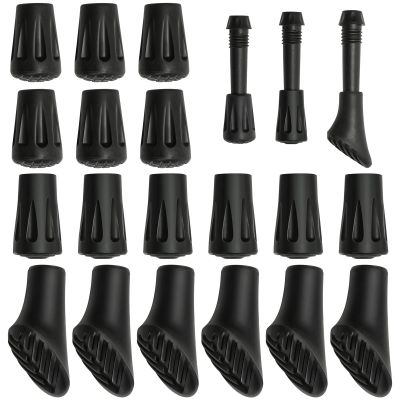 18 Pieces Walking Stick Rubber Ends & Trekking Pole Tips, Non-Slip Heavy Duty Rubber Ferrules, Universal Replacement for Walking/Hiking Poles - All Terrain Asphalt Gravel Mountain - 3 Styles