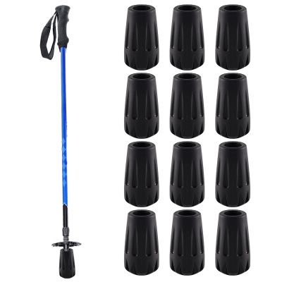12 Pcs Walking Stick Ferrules, Walking Pole Rubber Tips & Ferrules for Walking Sticks, Universal Non-Slip Replacement Caps for Trekking Poles, Canes & Crutches (3.6x2cm)