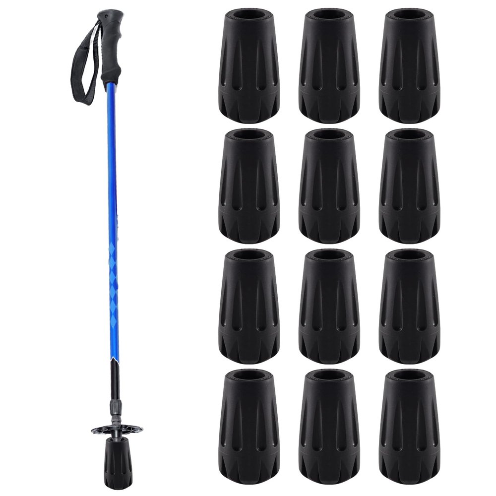 12 Pcs Walking Stick Ferrules, Walking Pole Rubber Tips & Ferrules for Walking Sticks, Universal Non-Slip Replacement Caps for Trekking Poles, Canes & Crutches (3.6x2cm)