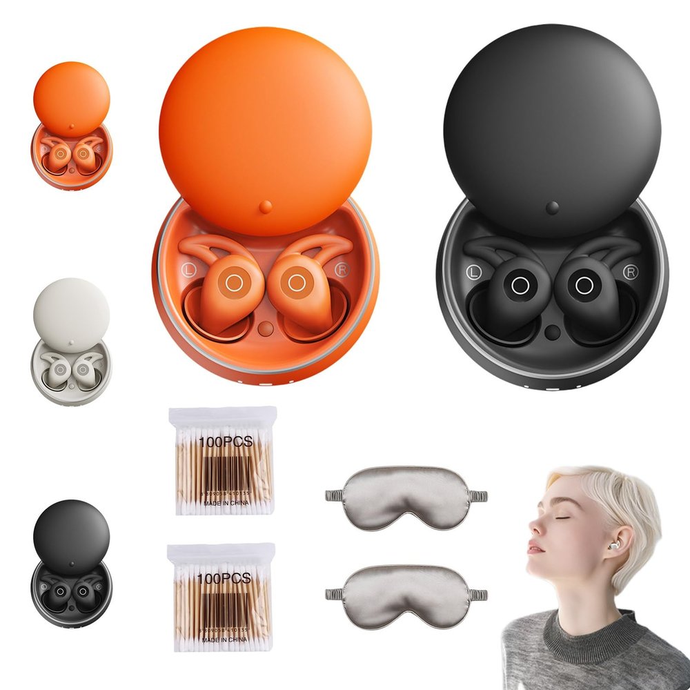 HOPASRISEE Novonell Snooze Pods Pro, Anti-Snoring Headphones with ANC, Sleep Headphones Bluetooth, Sleep Headphones for Side Sleepers, Ultra Comfortable & Noiseless Sleeping(Schwarz+Orange)