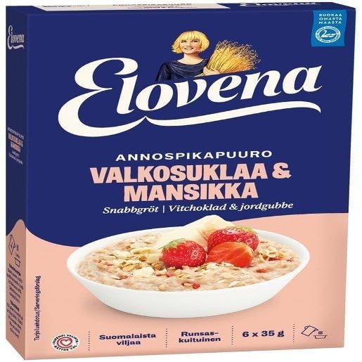 Elovena Instant Porridge White Chocolate Strawberry 1 Box of 210g SPSP pack (SOPOSOPO)