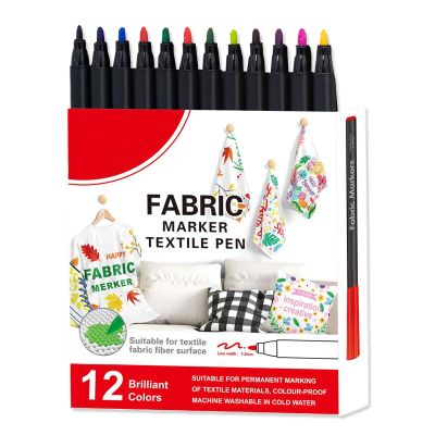 Fabric Paint Pens 12/24 Colour Cloth Paint Signs Pint Fabric Washable Painting Fabric for Washbasin Fabric for Polyester Slats Polyester Polyester