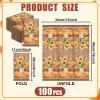 100 Pack Thanksgiving Pumpkin Paper Napkins 13 x 16 Inches Unfolded, Disposable Rustic Sunflower and Fall Leaf Napkins for Autumn Harvest Friendsgiving Thanksgiving Parties Table Decorations view 2