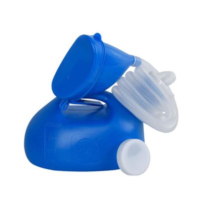 Male UrinalBed Pan Urinals for Men, Male Urinal Bottles with Spill Proof Nighttime Use Pee Bottle, Unisex Portable Pee Container Long Tube with Lid Pee Jug(Blue)