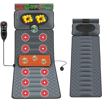 YJYJY Full Body Electric Massage Mat with 20 Neck Shiatsu Kneading Massage Heads 9 Massage Modes Foldable Heating Cushion With10 Vibrating Motors