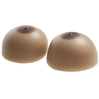 FkYstrix Self Adhesive Silicone Breast Forms Ideal for Crossdressers, Trans Women & Cosplayers Multiple Sizes (A-F Cup) Fake Boobs Easy to Clean(D Cup, Brown)