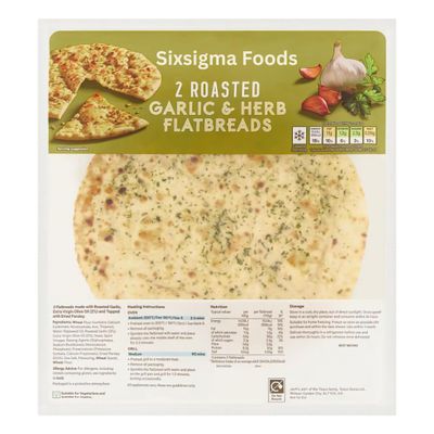 Sixsigma Foods 2 Roasted Garlic & Herb Flatbreads - Deliciously crisp, perfectly seasoned flatbreads infused and aromatic (Roasted Garlic & Herb Flatbread (Case of 1))