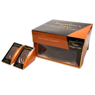 (Freshly Baked 7 day shelf life) - Jasmine's Vegan Ginger Cake Luxury Collection - 8 Inch Cake with 2 Luxury Slices - Plant-Based Dessert for Desserts, Birthday, Gift, Parties and Christmas