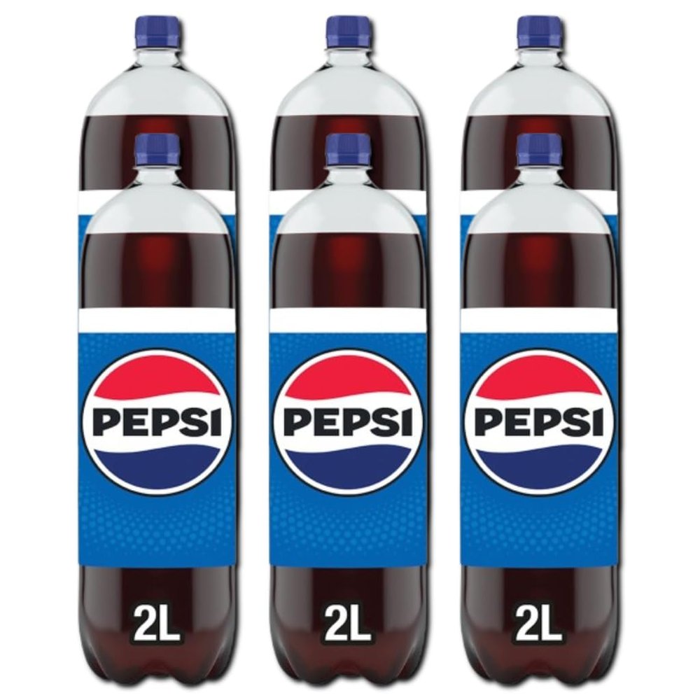 Pepsii Original Cola Flavoured Fizzy Soft Drink with Sugar and Sweetners 2L Bottle Suitable for Vegan Recyclable (Pack of 6)