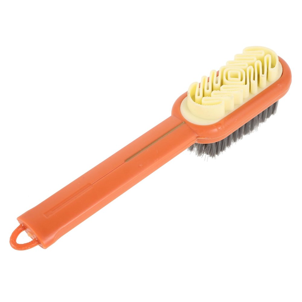 HOODANCOS Double-sided Soft Rubber Shoe Scrub Brush Orange, Multifunctional Shoe and Boot Cleaning Brush for Home Use, Sturdy Suede and Nubuck Cleaning Tool with Soft Bristles, Portable